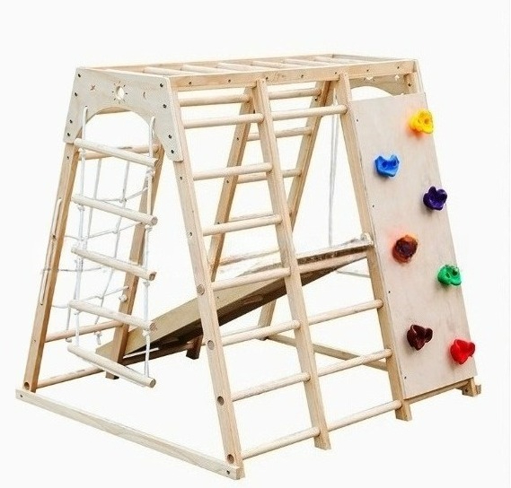 Kids Outdoor Climbing Frame - Wooden climbing frame with swing slide