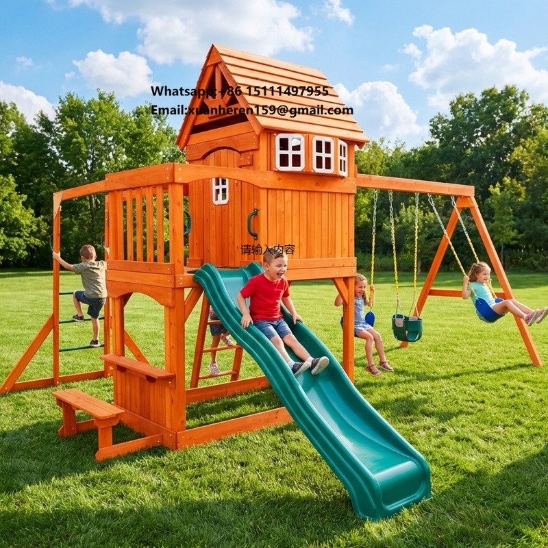 Kids Outdoor Swing And Slide - Large Outdoor Amusement Equipment Children Toy