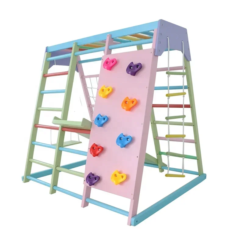Kids Outdoor Swing And Slide - Kids Wooden Climbing Frame Indoor Set