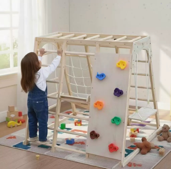 Wooden climbing frame with swi - Kids Outdoor Climbing Frame recension och pris