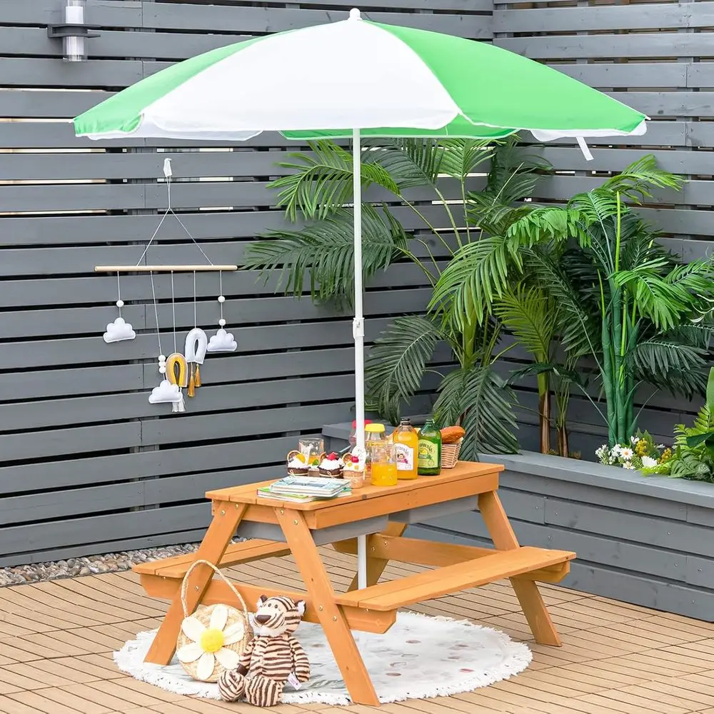 4-in-1 Wooden Sand & Water Pic - Kids Outdoor Furniture Set recension och pris
