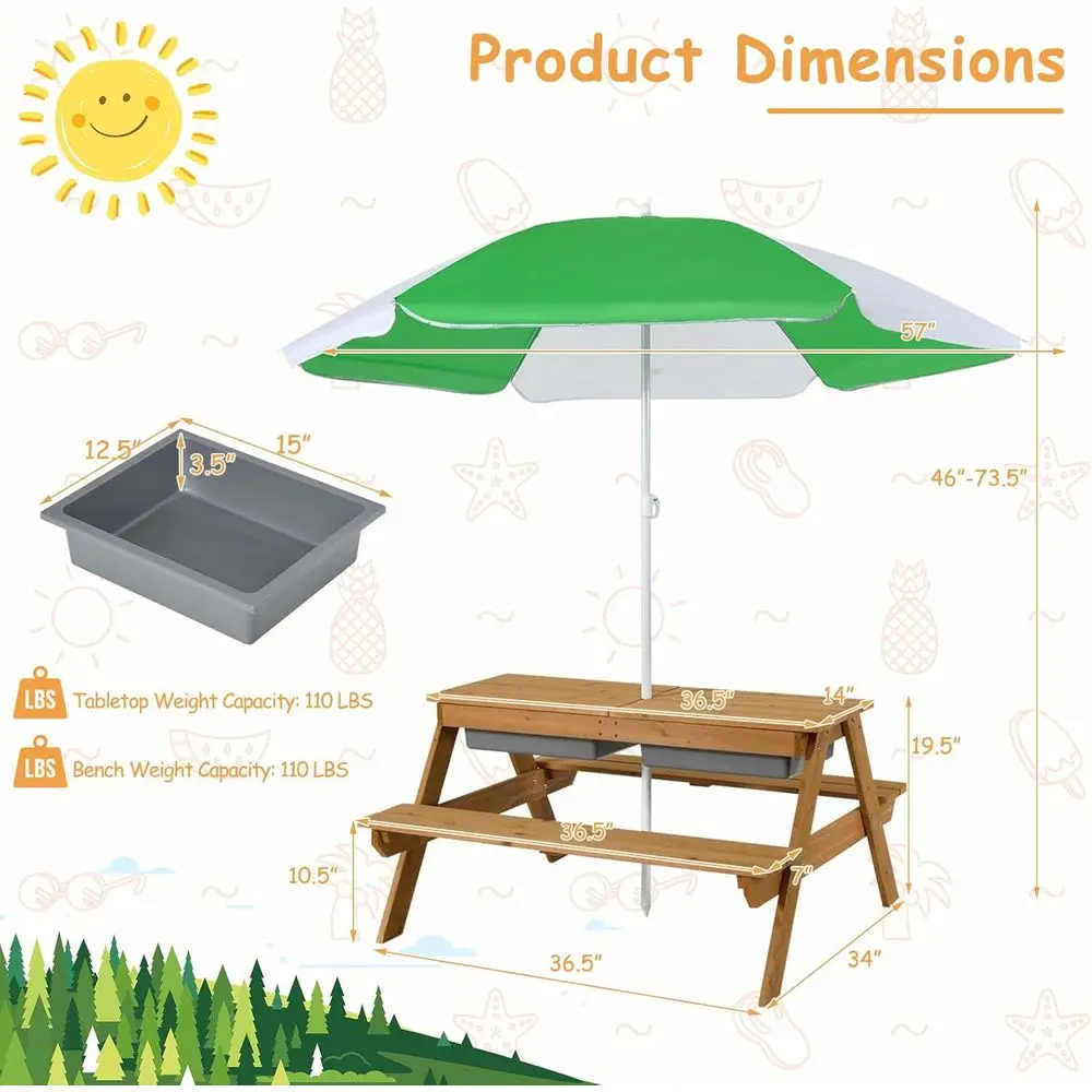4-in-1 Wooden Sand & Water Pic - Kids Outdoor Furniture Set recension och pris