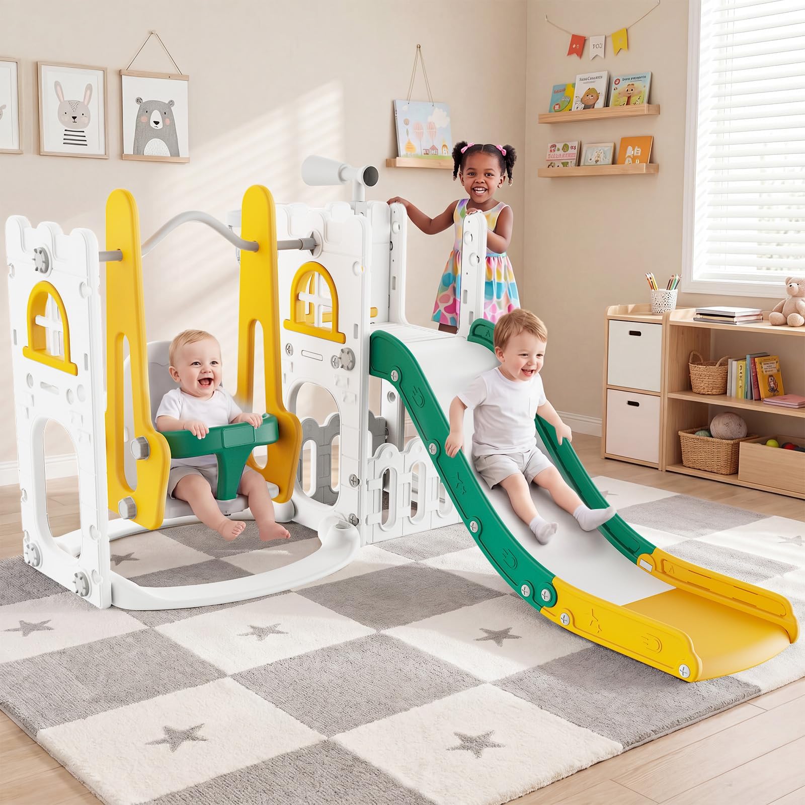 7 in 1 Toddler Slide And Swing - Kids Outdoor Swing And Slide recension och pris