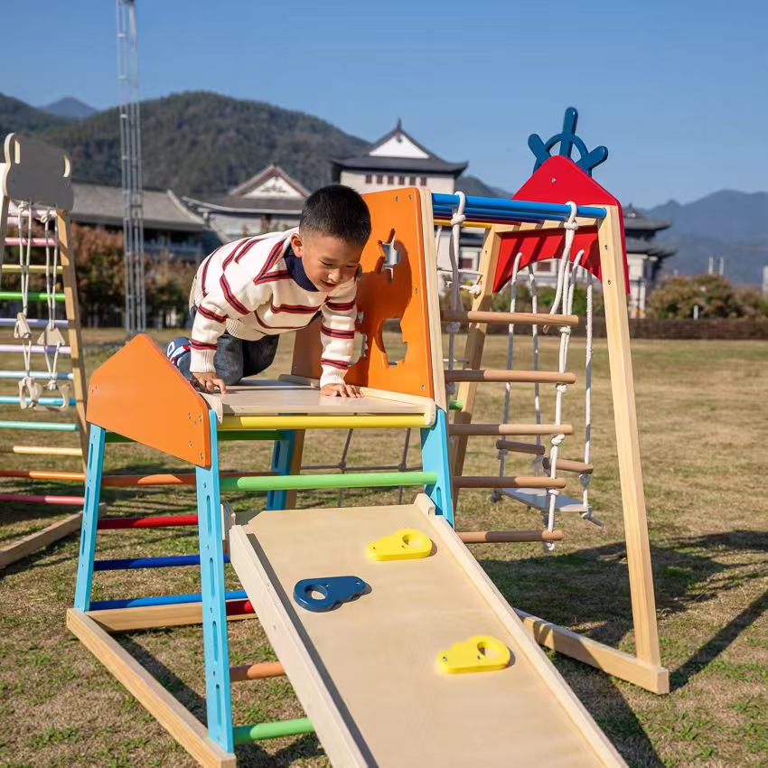 Large Solid Wood Climbing Fram - Kids Outdoor Climbing Frame recension och pris