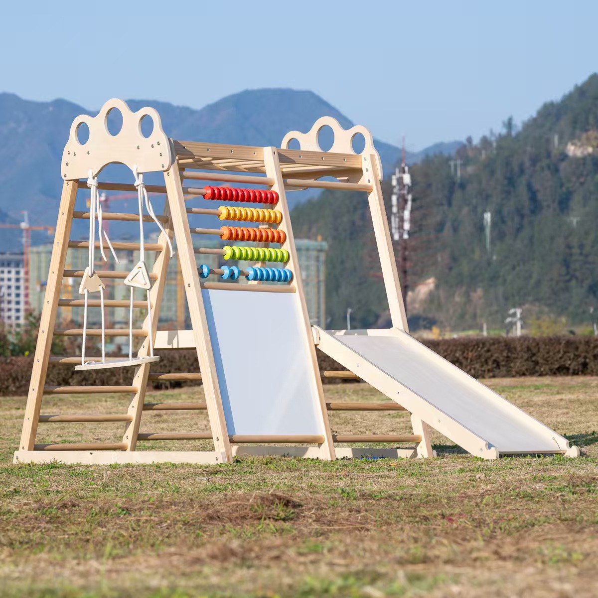 Large Solid Wood Climbing Fram - Kids Outdoor Climbing Frame recension och pris