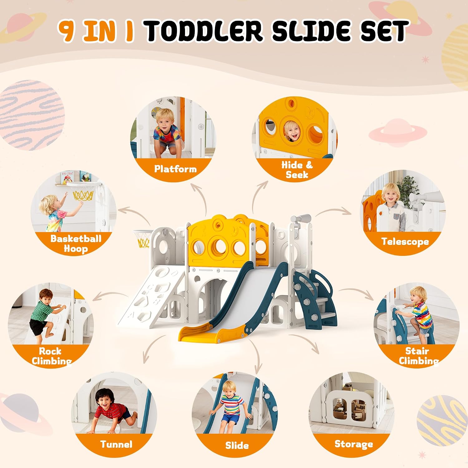 9 in 1 Toddler Slide Set Playg - Kids Outdoor Slide Set recension och pris